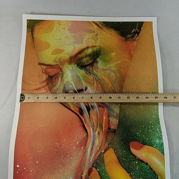 Sensual Oral Sparkle Glitter Rainbow Acid Sex Adult Art Print Signed 15.5x22 in - Picture 10 of 11